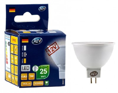 Лампа светодиодная REV 32370 9 LED MR16 GU5.3 3W 250Лм, 4000K, холодный свет, 12V Лампа светодиодная REV 32370 9 LED MR16 GU5.3 3W 250Лм, 4000K, холодный свет, 12VЗеркальные MR16 - 5.3<br>В интернет-магазине «Светодом» можно купить не только люстры и светильники, но и лампочки. В нашем каталоге представлены светодиодные, галогенные, энергосберегающие модели и лампы накаливания. В ассортименте имеются изделия разной мощности, поэтому у нас Вы сможете приобрести все необходимое для освещения. Лампа REV 32370 9 LED MR16 GU5.3 3W 250Лм, 4000K, холодный свет, 12V обеспечит отличное качество освещения. При покупке ознакомьтесь с параметрами в разделе «Характеристики», чтобы не ошибиться в выборе. Там же указано, для каких осветительных приборов Вы можете использовать лампу REV 32370 9 LED MR16 GU5.3 3W 250Лм, 4000K, холодный свет, 12VREV 32370 9 LED MR16 GU5.3 3W 250Лм, 4000K, холодный свет, 12V. Для оформления покупки воспользуйтесь «Корзиной». При наличии вопросов Вы можете позвонить нашим менеджерам по одному из контактных номеров. Мы доставляем заказы в Москву, Екатеринбург и другие города России.<br><br>Цветовая t, К: CW - холодный белый 4000 К<br>Тип лампы: LED - светодиодная<br>Тип цоколя: gu5.3<br>MAX мощность ламп, Вт: 3