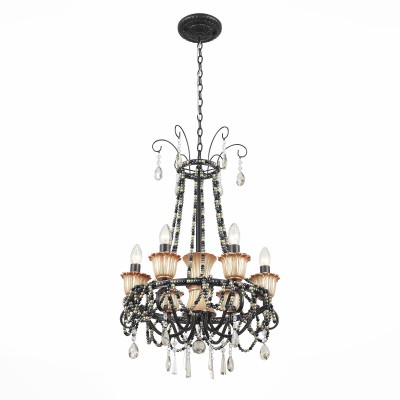 Светильник St Luce SL152.403.06 Светильник St Luce SL152.403.06Подвесные<br>Если Вы настроены купить светильник модели SL15240306, то обратите внимание: Необычная дизайнерская идея, выраженная в сочетании, казалось бы, несочетаемого: готической классики, этнических мотивов и романтической роскоши, воплотилась в моделях коллекции Collana. Эффектные и запоминающиеся люстры предназначены для просторных помещений с высокими потолками. Металлические основания окрашены чёрной матовой краской. Плафоны, обрамляющие лампы, также выполнены из металла и расписаны вручную золотом. Гирлянды керамических бусин и хрустальные подвесы завершают яркий и необычный образ моделей Collana.<br><br>Установка на натяжной потолок: Да<br>S освещ. до, м2: 12<br>Тип лампы: Накаливания / энергосбережения / светодиодная<br>Тип цоколя: E14<br>Количество ламп: 6<br>MAX мощность ламп, Вт: 40<br>Диаметр, мм мм: 490<br>Высота, мм: 780 - 1300