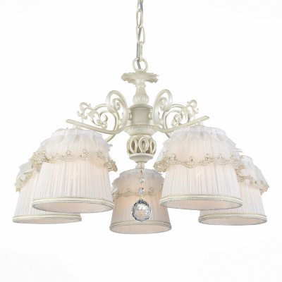 Светильник St Luce SL158.503.05 Светильник St Luce SL158.503.05Подвесные<br>Если Вы настроены купить светильник модели SL15850305, то обратите внимание: Нежные и чувственные модели коллекции Malia наполнят изысканной элегантностью и романтическим комфортом интерьер спальни или гостиной,оформленных в светлых тонах. Легкое и изящное металлическое основание люстры окрашено в цвет слоновой кости.Плафоны выполнены из плиссированной ткани кремового цвета, декорированы ажурной тесьмой и жемчужными бусинами. Романтический образ светильника прекрасно дополняет крупная хрустальная подвеска, украшающая основание.<br><br>Установка на натяжной потолок: Да<br>S освещ. до, м2: 10<br>Тип лампы: Накаливания / энергосбережения / светодиодная<br>Тип цоколя: E14<br>Количество ламп: 5<br>MAX мощность ламп, Вт: 40<br>Диаметр, мм мм: 560<br>Высота, мм: 350 - 870