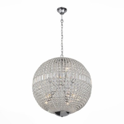 Светильник St luce SL226.103.08 Светильник St luce SL226.103.08Подвесные<br>Если Вы настроены купить светильник модели SL22610308, то обратите внимание: <br>Включим люстру коллекции Mondo, и тысячи бликов разлетятся по потолку и заиграют тенями, комната наполнится задором и настроением. Итальянские дизайнеры смогли перенести ощущение праздничности и беззаботности клубов и дискотек в домашнюю обстановку. Основание люстры - металлическое, в форме шара, покрытое краской в цвет сверкающего хрома. В него инкрустированы сотни хрустальных мини-дисков, соединённых между собой. Модели коллекции Mondo станут ярким акцентом в интерьерах стиля хай тек, лофт, индустриальный или арт деко.<br><br>Установка на натяжной потолок: Да<br>S освещ. до, м2: 16<br>Тип лампы: Накаливания / энергосбережения / светодиодная<br>Тип цоколя: E14<br>Количество ламп: 8<br>MAX мощность ламп, Вт: 40<br>Диаметр, мм мм: 600<br>Высота, мм: 730 - 1250