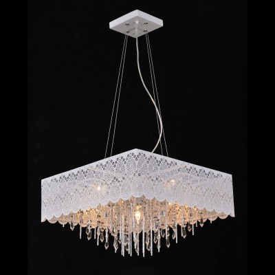 Люстра подвесная St luce SL249.103.05 Люстра подвесная St luce SL249.103.05Архив<br>Если Вы настроены купить светильник модели SL24910305, то обратите внимание: Белоснежная люстра Leggerе озарит светом и подарит нотку нежности любому пространству. Все элементы металлического основания белого цвета. Ажурный плафон изготовлен с помощью лазерной резки и напоминает о вышивке или кружеве. Из- под плафона свисают подвески из прозрачного хрусталя. Элегантная люстра Leggere украсит гостиную, столовую, комнату отдыха с интерьером в пастельных тонах и с преобладанием белого цвета в мебели.<br><br>Установка на натяжной потолок: Да<br>S освещ. до, м2: 10<br>Крепление: Планка<br>Тип лампы: накаливания / энергосбережения / LED-светодиодная<br>Тип цоколя: E14<br>Количество ламп: 5<br>Ширина, мм: 490<br>MAX мощность ламп, Вт: 40<br>Длина, мм: 490<br>Высота, мм: 260<br>Поверхность арматуры: матовая<br>Цвет арматуры: белый