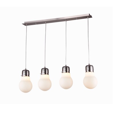 Светильник подвесной St luce SL299.503.04 Светильник подвесной St luce SL299.503.04Длинные 4+<br>Касаемо коллекции модели St luce SL299.503.04 хотелось бы отметить основные моменты: Представленные модели коллекции Buld имеют необычный запоминающийся облик, что позволяет им украсить помещение, оформленное в стиле хай-тек, модерн или постмодерн. Арматура светильников выполнена из металла цвета никель. Рассеиватель изготовлен из белого матированного дутого стекла. В серии есть модель, дополненная цветными шнурами.<br><br>S освещ. до, м2: 12<br>Крепление: планка<br>Тип лампы: накаливания / энергосбережения / LED-светодиодная<br>Тип цоколя: E27<br>Количество ламп: 4<br>Ширина, мм: 150<br>MAX мощность ламп, Вт: 60<br>Длина, мм: 900<br>Высота, мм: 350<br>Поверхность арматуры: матовая<br>Цвет арматуры: серебристый