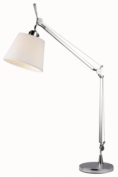 Настольная лампа St luce SL464.104.01 Настольная лампа St luce SL464.104.01Офисные<br>Касаемо коллекции модели St luce SL464.104.01 хотелось бы отметить основные моменты: Reduzion - эта серия светильников выполнена в стиле модерн. Вращающийся шарнирный механизм обеспечивает подвижность и надежность конструкции. Арматура из металла с высококачественным покрытием цветов хром и алюминий. Абажур выполнен из материала ПВХ и льняной ткани белого цвета. может регулироваться по высоте и менять направление освещения. Универсальный дизайн светильников позволяет им гармонично вписаться в любой современный интерьер.<br><br>S освещ. до, м2: 4<br>Тип лампы: накаливания / энергосбережения / LED-светодиодная<br>Тип цоколя: E27<br>Количество ламп: 1<br>Ширина, мм: 240<br>MAX мощность ламп, Вт: 60<br>Диаметр, мм мм: 240<br>Длина, мм: 240<br>Высота, мм: 1375<br>Поверхность арматуры: глянцевая<br>Цвет арматуры: серебристый