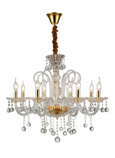 Люстра подвесная St luce SL643.203.08 Люстра подвесная St luce SL643.203.08Архив<br>Если Вы настроены купить светильник модели SL64320308, то обратите внимание: Роскошные люстры и бра коллекции Donna выгодно отличаются богатством классических деталей : изящные сверкающие подвески в несколько ярусов, золотое светоотражающее покрытие на металлическом основании, лампы в форме свечей и кружевной рисунок изогнутых линий. Кажется, что каждый элемент великолепных изделий слышал звуки вальса и менуэта в просторных бальных залах дворцов в стиле барокко и видел элегантных дам в дорогих нарядах, беседующих в уютных будуарах. Даже в небольшой городской квартире люстра или изящное бра создадут по-королевски неповторимую атмосферу великолепия.<br><br>Установка на натяжной потолок: Да<br>S освещ. до, м2: 16<br>Крепление: Крюк<br>Тип лампы: накаливания / энергосбережения / LED-светодиодная<br>Тип цоколя: E14<br>Количество ламп: 8<br>MAX мощность ламп, Вт: 40<br>Диаметр, мм мм: 740<br>Высота, мм: 660<br>Поверхность арматуры: глянцевая<br>Цвет арматуры: Золотой