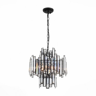 Люстра подвесная St luce SL665.443.06 Люстра подвесная St luce SL665.443.06Подвесные<br>Люстра коллекции Chiarezza представляет собой модный арт-объект, созданный по всем правилам современного дизайна. Стильная модель с четким выверенным дизайном привлекает и ярким сочетанием черного металлического основания , инкрустированного прозрачным хрусталем, и неординарной формой.Свет ламп, проходя сквозь хрустальные кристаллы сложной огранки создает стильное, динамичное освещение пространства. Люстры Chiarezza будут красивым украшением для интерьера зала, спальни или гостиной в стиле лофт, модерн, неоклассика или контемпорари.<br><br>Тип лампы: Накаливания / энергосбережения / светодиодная<br>Тип цоколя: E14<br>Цвет арматуры: черный<br>Количество ламп: 6<br>Диаметр, мм мм: 360<br>Высота, мм: 550 - 1200<br>MAX мощность ламп, Вт: 40