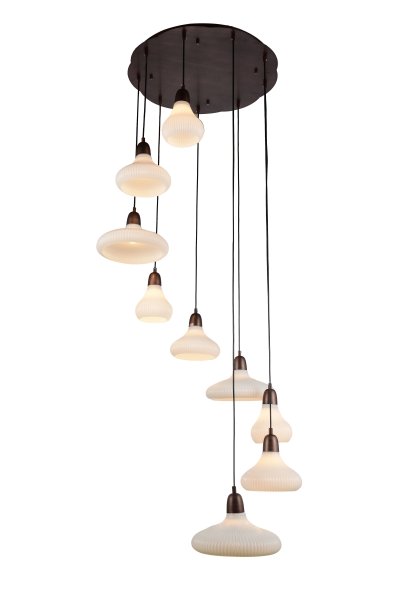 Люстра подвесная St luce SL712.803.09 Люстра подвесная St luce SL712.803.09Подвесные<br>Если Вы настроены купить светильник модели SL71280309, то обратите внимание: Элегантная коллекция подвесных люстр Genio преобразит любую комнату и сделает ее интерьер современным и стильным. Очень эффектно смотрится металлическая арматура, окрашенная в оттенок темного кофе в сочетании с изысканными плафонами из глянцевого стекла . Такой универсальный дизайн дает возможность использовать модели коллекции Genio для помещения в любом стиле и с любой высотой потолков. Люстры, выполненные в лучших традициях современности, станут ярким штрихом для завершения продуманного интерьера.<br><br>Установка на натяжной потолок: Да<br>S освещ. до, м2: 27<br>Крепление: Планка<br>Тип лампы: накаливания / энергосбережения / LED-светодиодная<br>Тип цоколя: E27<br>Количество ламп: 9<br>MAX мощность ламп, Вт: 60<br>Диаметр, мм мм: 300<br>Высота, мм: 230<br>Поверхность арматуры: матовая<br>Цвет арматуры: коричневый