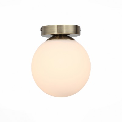 Люстра потолочная St luce SL717.301.01 Люстра потолочная St luce SL717.301.01Круглые<br>Плавно извивающееся линии металлического основания разного цвета и белые сферические плафоны из матового стекла- стильный дуэт в исполнении моделей коллекции Acini. Изящные легкие формы и уникальность дизайна позволяют светильникам Acini стать достойным украшением современного интерьера зала, гостиной, спальни, оформленных в стиле модерн или неоклассики.<br><br>Установка на натяжной потолок: Да<br>S освещ. до, м2: 2<br>Крепление: Планка<br>Тип лампы: накаливания / энергосбережения / LED-светодиодная<br>Тип цоколя: E27<br>Количество ламп: 1<br>MAX мощность ламп, Вт: 60<br>Диаметр, мм мм: 180<br>Высота, мм: 220<br>Цвет арматуры: бронзовый