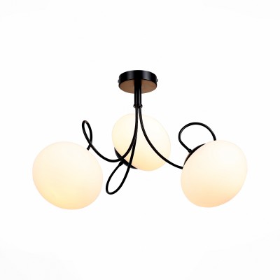 Люстра потолочная St luce SL717.402.03 Люстра потолочная St luce SL717.402.03Потолочные<br>Плавно извивающееся линии металлического основания разного цвета и белые сферические плафоны из матового стекла- стильный дуэт в исполнении моделей коллекции Acini. Изящные легкие формы и уникальность дизайна позволяют светильникам Acini стать достойным украшением современного интерьера зала, гостиной, спальни, оформленных в стиле модерн или неоклассики.<br><br>Установка на натяжной потолок: Да<br>S освещ. до, м2: 6<br>Крепление: Планка<br>Тип лампы: накаливания / энергосбережения / LED-светодиодная<br>Тип цоколя: E27<br>Количество ламп: 3<br>MAX мощность ламп, Вт: 60<br>Диаметр, мм мм: 550<br>Высота, мм: 370<br>Цвет арматуры: черный