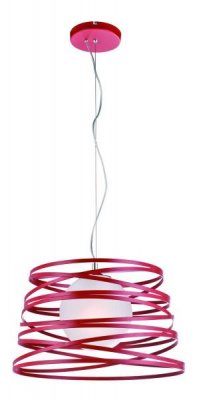 Светильник подвесной St luce SL738.603.01 Светильник подвесной St luce SL738.603.01Одиночные<br>Касаемо коллекции модели St luce SL738.603.01 хотелось бы отметить основные моменты: Оригинальные дизайнерские светильники коллекции Ripido представлены в трех цветах и трех размерах плафона. Это яркий акцент в вашем интерьере. Плафон выполнен из металлического серпантина и стеклянного шара, внутри которого находится источник света. Белое матовое стекло мягко рассеивает свет.<br><br>S освещ. до, м2: 5<br>Крепление: планка<br>Тип лампы: накаливания / энергосбережения / LED-светодиодная<br>Тип цоколя: E27<br>Количество ламп: 1<br>Ширина, мм: 450<br>MAX мощность ламп, Вт: 100<br>Диаметр, мм мм: 450<br>Высота, мм: 270<br>Поверхность арматуры: матовая<br>Оттенок (цвет): красный<br>Цвет арматуры: красный