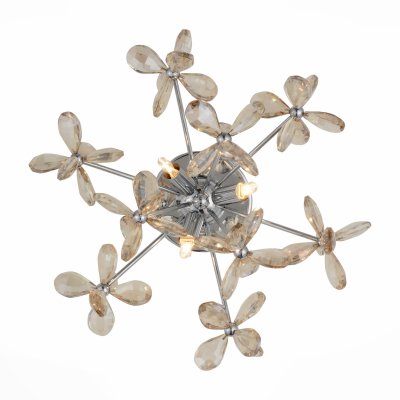 Бра St luce SL788.201.03 Бра St luce SL788.201.03Флористика<br>Если Вы настроены купить светильник модели SL78820103, то обратите внимание: Нежность и романтика - вот что можно сказать о дизайне оригинальных люстр коллекции Falla. Эксклюзивный светильник не просто дополнит интерьер гостиной, спальни или кухни, он претендует стать его ключевой деталью. Плафоны в виде порхающих бабочек из хрустальных кристаллов гармонично сочетаются с хромированными металлическими деталями, отражающими свет от своей поверхности. Оригинальная люстра Falla внесет в современный интерьер игривое настроение, наполнит пространство гармонией и комфортом.<br><br>Крепление: на планку<br>Цветовая t, К: CW - холодный белый 4000 К<br>Тип лампы: галогенная / LED-светодиодная<br>Тип цоколя: G9<br>Количество ламп: 3<br>MAX мощность ламп, Вт: 40<br>Диаметр, мм мм: 375<br>Выступ, мм: 200<br>Расстояние от стены, мм: 200<br>Поверхность арматуры: глянцевая<br>Оттенок (цвет): янтарный<br>Цвет арматуры: серебристый