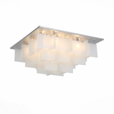 Люстра потолочная St luce SL794.102.16 Люстра потолочная St luce SL794.102.16Потолочные<br>Стильные светильники коллекции Insolito привнесут свежесть и функциональную красоту в современные интерьеры, оформленные в стиле постмодерн, техно или хай тек. На металлическом основании, хромированном и сверкающем зеркальным блеском установлены изящные геометрические пластины из белого матового стекла и галогеновые лампочки. Люстры Insolito можно разместить в жилом или офисном пространстве мегаполиса. Их спокойное рассеянное сияние поможет подчеркнуть всю красоту прагматичного интерьера, его идеальные формы и безупречную целостность.<br><br>Тип лампы: галогенная/LED<br>Тип цоколя: G9<br>Цвет арматуры: серебристый<br>Количество ламп: 16<br>Ширина, мм: 600<br>Длина, мм: 600<br>Высота, мм: 240<br>MAX мощность ламп, Вт: 40