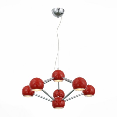 Люстра подвесная St luce SL853.603.07 Rottura Люстра подвесная St luce SL853.603.07 RotturaПодвесные<br>Оригинальные, яркие люстры серии Rottura станут акцентом интерьера в стиле модерн, поп-арт или футуризм. Плафоны и основания светильников изготовлены из металла и представлены в 5-х цветах: белый, черный, красный, хром, золото.<br><br>Установка на натяжной потолок: Да<br>S освещ. до, м2: 14<br>Крепление: Планка<br>Тип лампы: накаливания / энергосбережения / LED-светодиодная<br>Тип цоколя: E14<br>Цвет арматуры: серебристый<br>Количество ламп: 7<br>Диаметр, мм мм: 700<br>Высота, мм: 370 - 1290<br>Поверхность арматуры: глянцевая<br>MAX мощность ламп, Вт: 40