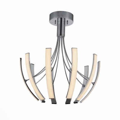 Люстра потолочная St luce SL912.102.10 Arco Люстра потолочная St luce SL912.102.10 ArcoПотолочные<br>Касаемо коллекции модели St luce SL912.102.10 хотелось бы отметить основные моменты: Светильники коллекции Arco-находка для ценителей современных дизайнерских инноваций в интерьере. Основание сделано из хромированного металла и светодиодной ленты, декорированного белым акрилом. Модные цветовые решения идеально сочетаются с плавно изогнутыми линиями основания. Отсутствие лишних деталей, минимализм делает светильники коллекции Arco интересной деталью интерьеров, оформленных в стиле модерн, техно или эклектика.<br><br>Установка на натяжной потолок: Да<br>S освещ. до, м2: 27<br>Крепление: Планка<br>Цветовая t, К: CW - холодный белый 4000 К<br>Тип лампы: LED - светодиодная<br>Тип цоколя: LED<br>Количество ламп: 10<br>MAX мощность ламп, Вт: 6,72<br>Диаметр, мм мм: 570<br>Высота, мм: 620<br>Поверхность арматуры: глянцевая<br>Оттенок (цвет): белый, хром<br>Цвет арматуры: серебристый