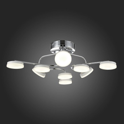 Светильник St Luce SL921.112.10 Светильник St Luce SL921.112.10Потолочные<br>Если Вы настроены купить светильник модели SL92111210, то обратите внимание: Дизайн люстр коллекции Rugiada соответствует самым высоким требованиям к освещению интерьера. Металлическое хромированное основание используется не только как дань современным тенденциям, но и как декоративный элемент, добавляющий лоска и обеспечивающий игру света на поверхностях основания. Матовые плафоны-рассеиватели имеют форму правильного круга и образуют равномерно ниспадающие потоки мягкого света, приятного и безопасного для глаз. Коллекция светильников Rugiada - гармоничное сочетние сдержанности и элегантной роскоши.<br><br>Установка на натяжной потолок: Да<br>S освещ. до, м2: 28<br>Цветовая t, К: 4000<br>Тип лампы: LED<br>Тип цоколя: LED<br>MAX мощность ламп, Вт: 70<br>Диаметр, мм мм: 750<br>Высота, мм: 200