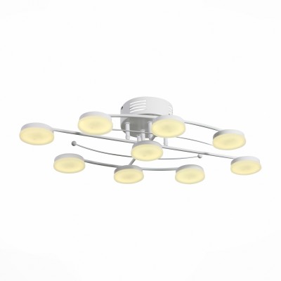 Светильник St Luce SL921.502.09 Rugiada Светильник St Luce SL921.502.09 RugiadaПотолочные<br>Дизайн люстр коллекции Rugiada соответствует самым высоким требованиям к освещению интерьера. Металлическое хромированное основание используется не только как дань современным тенденциям, но и как декоративный элемент, добавляющий лоска и обеспечивающий игру света на поверхностях основания. Матовые плафоны-рассеиватели имеют форму правильного круга и образуют равномерно ниспадающие потоки мягкого света, приятного и безопасного для глаз. Коллекция светильников Rugiada - гармоничное сочетние сдержанности и элегантной роскоши.<br><br>Установка на натяжной потолок: Да<br>S освещ. до, м2: 22<br>Цветовая t, К: 4000<br>Тип лампы: LED<br>Тип цоколя: LED<br>Количество ламп: 9<br>Ширина, мм: 450<br>MAX мощность ламп, Вт: 63<br>Длина, мм: 800<br>Высота, мм: 120<br>Цвет арматуры: серебристый