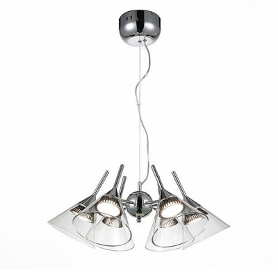 Светильник St Luce SL930.103.05 Светильник St Luce SL930.103.05Подвесные<br>Если Вы настроены купить светильник модели SL93010305, то обратите внимание: Легкие, почти невесомые светильники коллекции Cono выполненные в стиле модерн, найдут свое место во многих современных интерьерах, а широкий выбор моделей позволит создать интересные зональные световые решения на больших площадях. Сочетание элегантного хромированного основания и прозрачного акрилового плафона , по форме напоминающего воронку, - дань современной моде и отличное решение для получения чистого и яркого света, способного заполнить все пространство вокруг.<br><br>Установка на натяжной потолок: Да<br>S освещ. до, м2: 14<br>Тип лампы: LED<br>Тип цоколя: LED<br>Количество ламп: 5<br>MAX мощность ламп, Вт: 7,2<br>Диаметр, мм мм: 650<br>Высота, мм: 280 - 1330