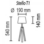 Настольная лампа Stello T1 10 02g,  дерево (белый)/ткань (черная),  D19/H54cm, 1х Е27