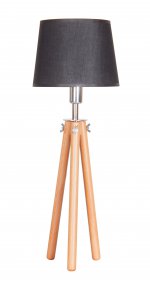 Настольная лампа Stello T1 71 02g,  дерево (бук)/ткань (черная),  D19/H54cm, 1х Е27