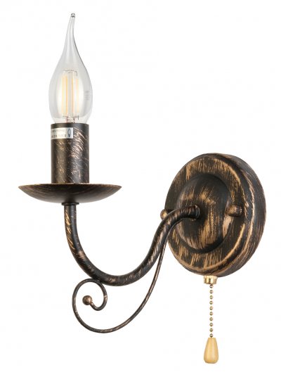 Светильник настенный бра Toplight TL6010B-01 Dalila Светильник настенный бра Toplight TL6010B-01 DalilaКлассика<br>Бра TOPLIGHT серия Dalila артикул TL6010B-01, черный с золотом, E14, 1x60 в идеале использовать со светодиодными лампами, которые помимо энергосбережения, помогут сохранить долгий срок службы светильника за счет незначительного нагрева ламп.<br><br>Тип цоколя: E14<br>Количество ламп: 1<br>Ширина, мм: 110<br>MAX мощность ламп, Вт: 60<br>Глубина, мм: 220<br>Высота, мм: 210<br>Цвет арматуры: золотой