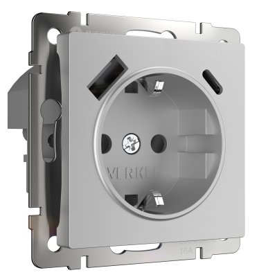 Розетка с быстрой зарядкой USB Type A+С серебряная W1171706 Werkel, W1171706
Розетка с быстрой зарядкой USB Type A+С серебряная W1171706 Werkel, W1171706