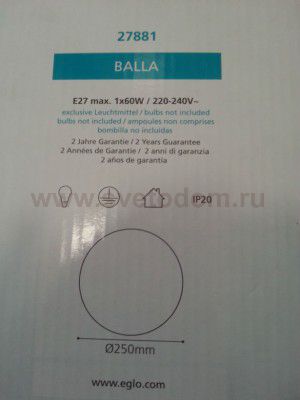 Настенно-потолочный светильник Eglo 27881 BALLA