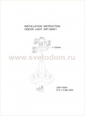Светильник подвесной Odeon light 2845/1 BAHAR