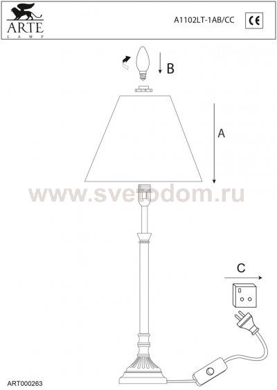 Светильник настольный Arte lamp A1102LT-1AB Scandy