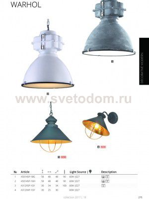Подвесной светильник Arte lamp A5014SP-1WH Loft