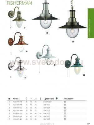 Светильник настенный бра Arte lamp A5518AP-1RB Fisherman