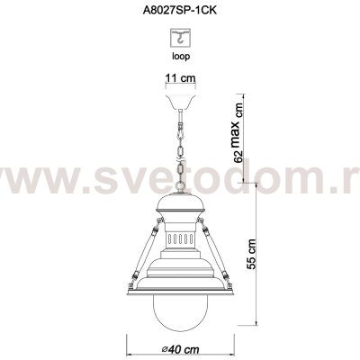 Светильник подвесной Arte lamp A8027SP-1CK DECCO