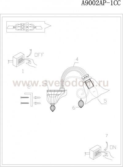 Светильник бра Arte lamp A9002AP-1CC Corno