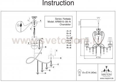 Люстра Maytoni ARM015-08-N Elegant Fantasia