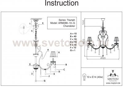 Люстра Maytoni ARM288-10-G Elegant Triumph