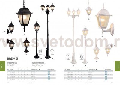 Светильник уличный Arte lamp A1012AL-1BK Bremen