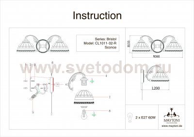 Светильник бра Maytoni RC1011-WL-02-R Classic Bristol