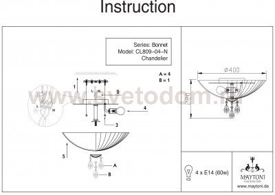 Люстра Maytoni CL809-04-N Bonnet