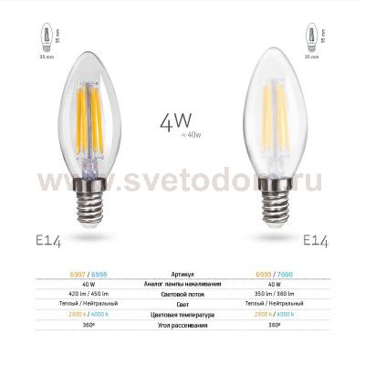 Светодиодная лампа E14 4Вт Voltega VG10-C2E14warm4W-F