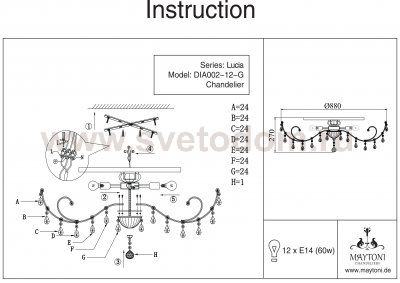 Люстра Maytoni DIA002-12-G Lucia
