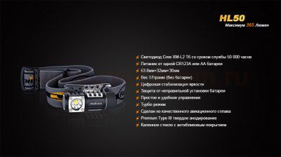 Фонарь Fenix HL50 XM-L2 T6 