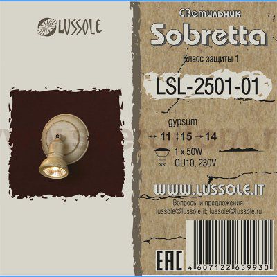 Светильник поворотный спот Lussole LSL-2501-01 SOBRETTA