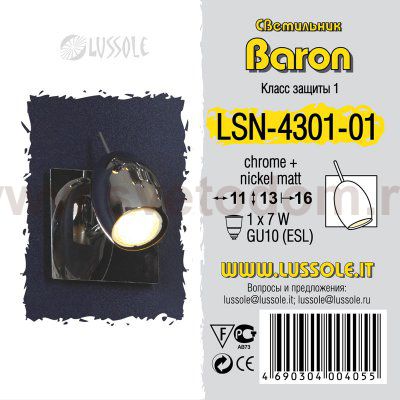 Светильник поворотный спот Lussole LSN-4301-01 Baron