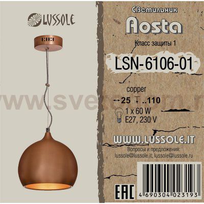 Светильник подвесной Lussole LSN-6106-01