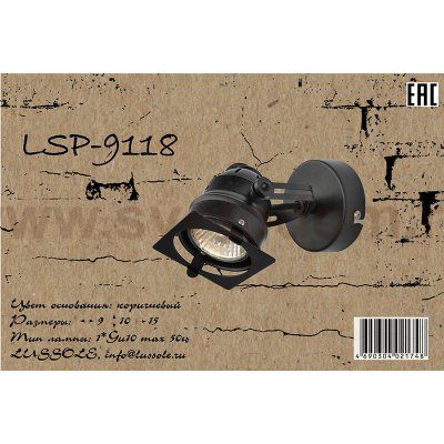Светильник поворотный лофт Lussole Loft LSP-9118