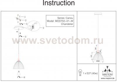 Подвесной светильник Maytoni MOD702-01-W Canou Canou