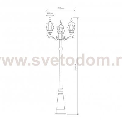 Уличный трехрожковый светильник на столбе IP33 NLG99HL005 черное золото Elektrostandard