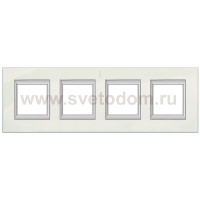 Legrand Bticino Axolute HA4802/4BG Фарфор Рамка 2+2+2+2 мод прямоугольная (надпись вертикально)