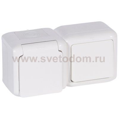 Legrand Quteo Бел Блок Выключатель 1-кл+роз с/з с шт IP44 (арт. 782318)