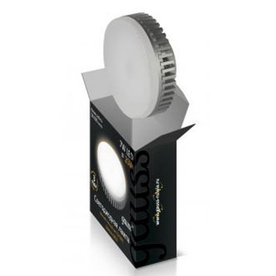 Светодиодная лампа Gauss LED GX53 8W 2700K ЕВ108008108 Светодиодная лампа Gauss LED GX53 8W 2700K ЕВ108008108С цоколем GX53<br>Аналог ламы мощностью до - 35 вт КЛЛ или 70 лампы накаливания<br> <br> Указанная лампа применяется для освещения жилых помещений, торговых залов и витрин. Мягкий теплый свет. Габаритные размеры: 75x27мм. <br> <br> Применение цилиндрического радиатора с увеличенной площадью рассеивания способствует снижению температуры внутри лампы и как следствие увеличению срока службы лампы. Срок службы светодиодных ламп составляет 40 000 часов.<br><br>Цветовая t, К: WW - теплый белый 2700-3000 К<br>Тип лампы: LED - светодиодная<br>Тип цоколя: G5.3(MR16)<br>MAX мощность ламп, Вт: 8<br>Диаметр, мм мм: 75<br>Высота, мм: 27