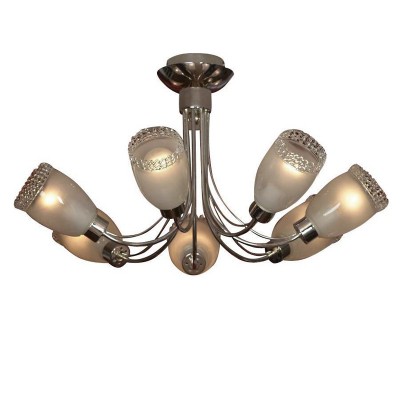 Люстра Lussole lsl-3203-07 Люстра Lussole lsl-3203-07Потолочные<br>Чтобы Ваш интерьер в стиле «модерн» выглядел эффектно и являлся объектом восхищения гостей, рекомендуем в качестве потолочного светильника использовать люстру Lussole lsl-3203-07! Чтобы не «утяжелять» конструкцию декоративными элементами, дизайнеры оставили их только в оформлении плафонов, и в итоге получился великолепный образ, украшенный стеклянным «кружевом» и создающий эффект более высокого потолка, чем есть в действительности. Светильник легко подойдет к любой комнате площадью до 19 кв.м., но «выигрышней» всего он впишется в гостиную, спальню или кухню-столовую. Рекомендуем Вам в качестве подсветки использовать в интерьере настенные бра и настольную лампу из этой же серии.<br><br>Установка на натяжной потолок: Да<br>S освещ. до, м2: 19<br>Крепление: Планка<br>Тип лампы: накаливания / энергосбережения / LED-светодиодная<br>Тип цоколя: E14<br>Количество ламп: 7<br>MAX мощность ламп, Вт: 40<br>Диаметр, мм мм: 520<br>Высота, мм: 280<br>Цвет арматуры: серебристый
