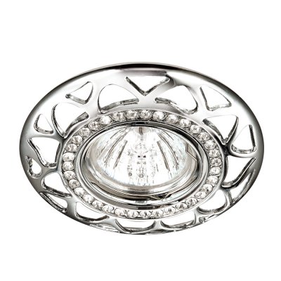 Novotech PEONY 370231 Светильник встраиваемый Novotech PEONY 370231 Светильник встраиваемыйКруглые<br>Встраиваемый декоративный светильник модели Novotech 370231 из серии PEONY отличается следующим качеством: Светильник произведен из сплава цинка. Благодаря сравнительно высоким механическим и литейным качествам, изделия, выполненные из сплава цинка, отличаются высокой точностью деталей декора со сложной конфигурацией. Так же он обладает антикоррозийными свойствами. Декоративные украшения сделаны из хрусталя. Огранка хрусталя, подобно огранке драгоценных камней, позволяет в полной мере проявить свойства, обусловленные большим показателем преломления и дисперсией.<br><br>Тип лампы: галогенная/LED<br>Тип цоколя: GX5.3<br>MAX мощность ламп, Вт: 50<br>Диаметр, мм мм: 110<br>Диаметр врезного отверстия, мм: 75<br>Высота, мм: 27<br>Цвет арматуры: серебристый